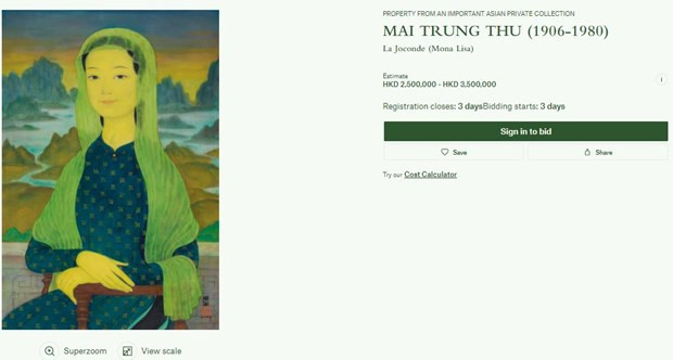 Retrato del difunto pintor vietnamita se subastará en Hong Kong ảnh 1 Retrato del difunto pintor vietnamita se subastará en Hong Kong ảnh 1