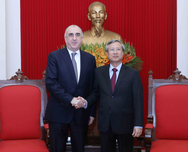 Alto funcionario partidista de Vietnam recibe al canciller de Azerbaiyán ảnh 1 Alto funcionario partidista de Vietnam recibe al canciller de Azerbaiyán ảnh 1