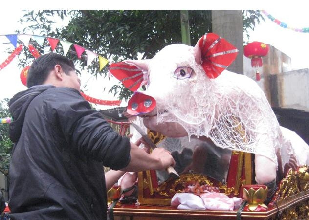 Especial ceremonia de Procesión de Cerdos en Vietnam ảnh 2 Especial ceremonia de Procesión de Cerdos en Vietnam ảnh 2