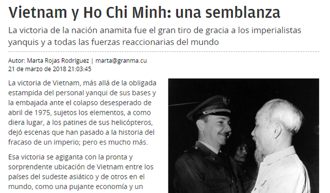 Periódico Granma destaca vida del Presidente Ho Chi Minh y espíritu patriótico del pueblo vietnamita ảnh 1 Periódico Granma destaca vida del Presidente Ho Chi Minh y espíritu patriótico del pueblo vietnamita ảnh 1