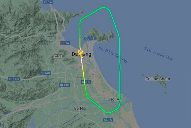 Aeronave de Vietnam Airlines realiza aterrizaje de emergencia en Da Nang por advertencia técnica ảnh 1 Aeronave de Vietnam Airlines realiza aterrizaje de emergencia en Da Nang por advertencia técnica ảnh 1