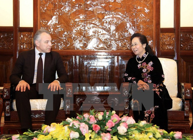 Vicepresidenta vietnamita recibe a delegación sindical de Belarús ảnh 1 Vicepresidenta vietnamita recibe a delegación sindical de Belarús ảnh 1