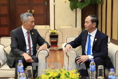 Presidente de Vietnam recibe a Lee Hsien Loong ảnh 1 Presidente de Vietnam recibe a Lee Hsien Loong ảnh 1