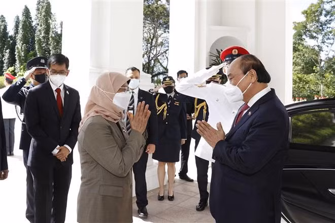 Efectúan ceremonia de recepción oficial al presidente de Vietnam ảnh 2