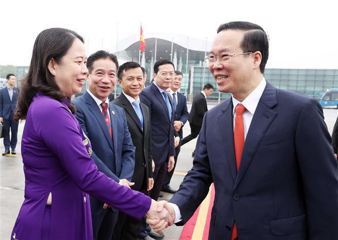 Presidente vietnamita realiza visita oficial a Laos ảnh 2 Presidente vietnamita realiza visita oficial a Laos ảnh 2