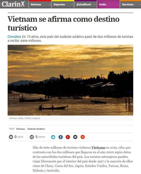 Prensa argentina publica sobre el desarrollo turístico de Vietnam ảnh 1 Prensa argentina publica sobre el desarrollo turístico de Vietnam ảnh 1