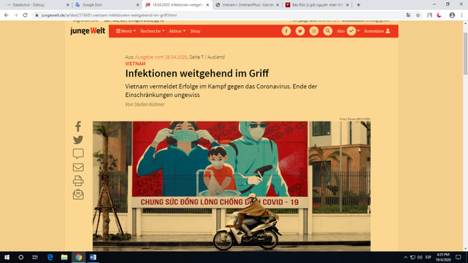 Explica periódico alemán el éxito de control de COVID-19 en Vietnam ảnh 1 Explica periódico alemán el éxito de control de COVID-19 en Vietnam ảnh 1