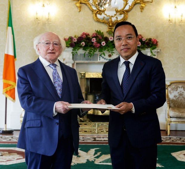 Embajador vietnamita presenta cartas credenciales al presidente irlandés ảnh 1 Embajador vietnamita presenta cartas credenciales al presidente irlandés ảnh 1
