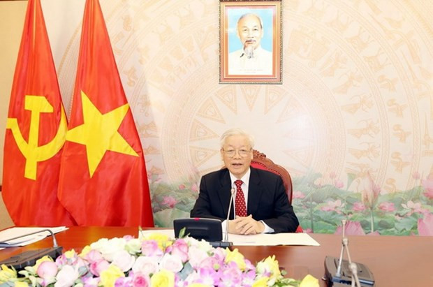 Máximo dirigente de Vietnam dialoga con nuevo secretario general del Partido Popular Revolucionario de Laos ảnh 1 Máximo dirigente de Vietnam dialoga con nuevo secretario general del Partido Popular Revolucionario de Laos ảnh 1