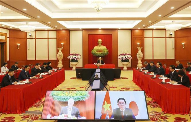 Líderes partidistas de Vietnam y Japón celebran reunión virtual de alto nivel ảnh 2 Líderes partidistas de Vietnam y Japón celebran reunión virtual de alto nivel ảnh 2