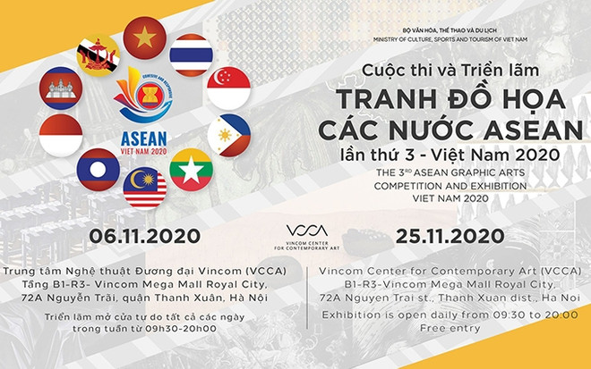 Efectúan en Hanoi tercera Exposición de Pinturas Gráficas de la ASEAN ảnh 1