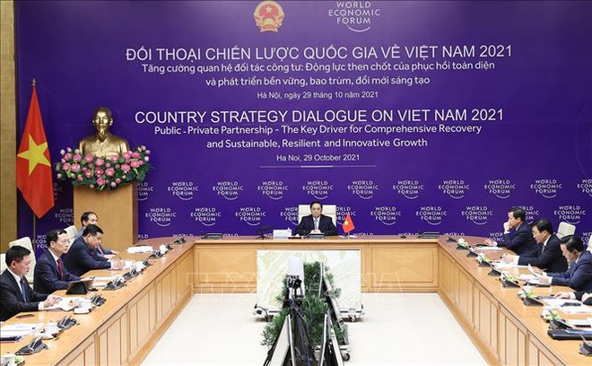 Efectúan primer Diálogo estratégico nacional entre Vietnam y Foro Económico Mundial ảnh 2 Efectúan primer Diálogo estratégico nacional entre Vietnam y Foro Económico Mundial ảnh 2