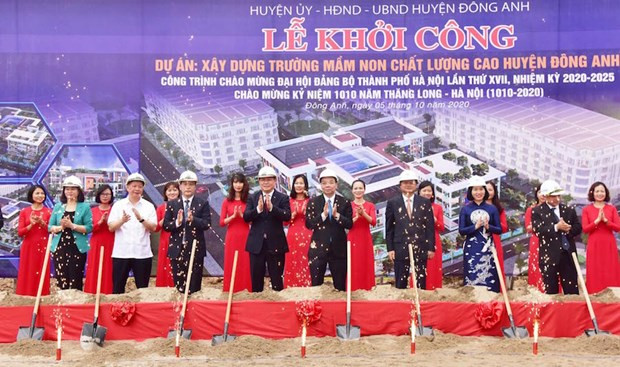 Inician tres proyectos de infraestructura en distrito suburbano de Hanoi ảnh 1 Inician tres proyectos de infraestructura en distrito suburbano de Hanoi ảnh 1