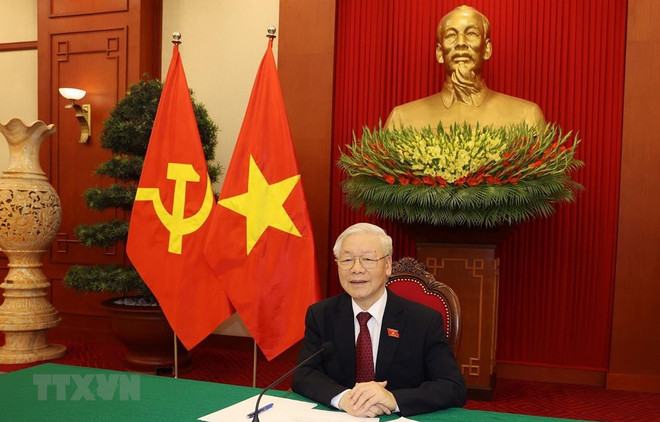 Máximo dirigente partidista de Vietnam dialoga con presidente de Rusia ảnh 1 Máximo dirigente partidista de Vietnam dialoga con presidente de Rusia ảnh 1
