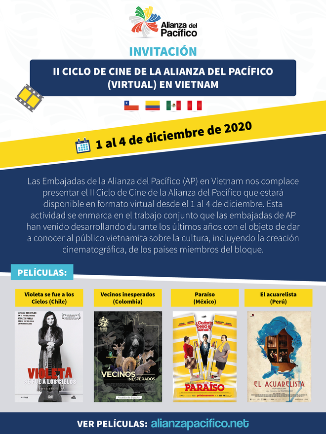 Efectúan en Vietnam II Ciclo de Cine de Alianza del Pacífico de forma virtual ảnh 1 Efectúan en Vietnam II Ciclo de Cine de Alianza del Pacífico de forma virtual ảnh 1
