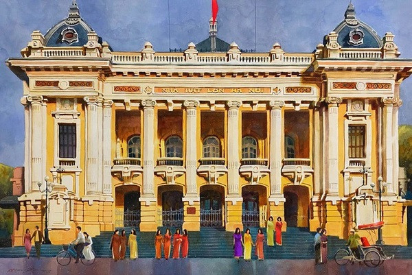 Inauguran exposición de pinturas sobre la antigua Hanoi ảnh 1 Inauguran exposición de pinturas sobre la antigua Hanoi ảnh 1