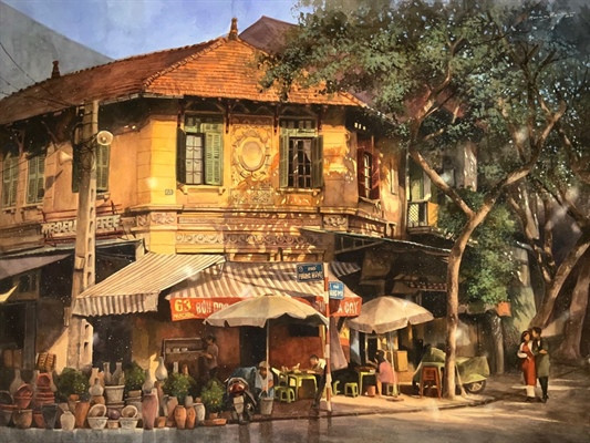 Inauguran exposición de pinturas sobre la antigua Hanoi ảnh 2 Inauguran exposición de pinturas sobre la antigua Hanoi ảnh 2