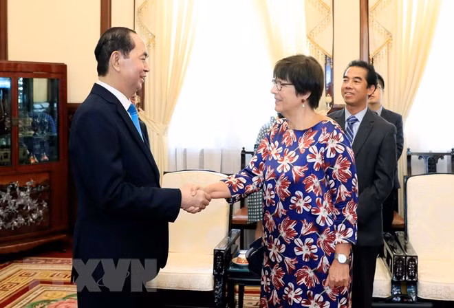 Presidente de Vietnam recibe a saliente embajadora belga ảnh 1