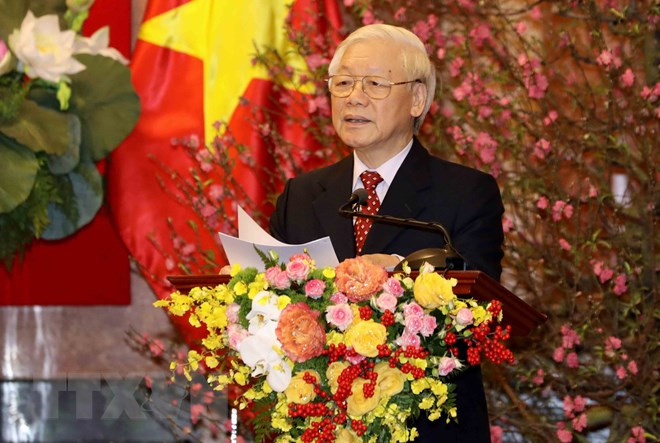 Secretario general del Partido y presidente Nguyen Phu Trong envía mensajes de felicitación en ocasión del Tet ảnh 1 Secretario general del Partido y presidente Nguyen Phu Trong envía mensajes de felicitación en ocasión del Tet ảnh 1