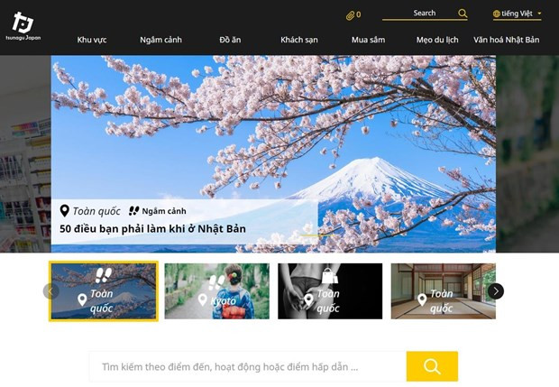 Presentan en versión vietnamita sitio web de información sobre viajes a Japón ảnh 1 Presentan en versión vietnamita sitio web de información sobre viajes a Japón ảnh 1