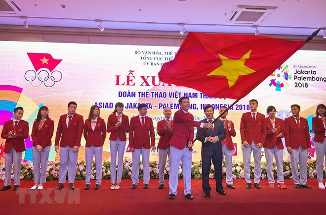 Despiden a delegación de atletas vietnamitas participantes en juegos continentales ASIAD-2018 ảnh 1 Despiden a delegación de atletas vietnamitas participantes en juegos continentales ASIAD-2018 ảnh 1
