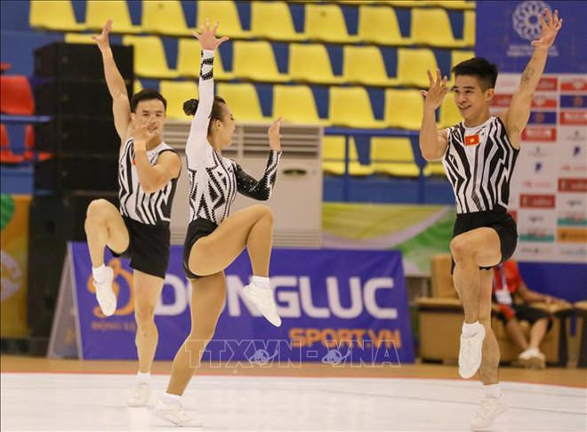 Selección vietnamita de Aeróbic con arranque perfecto en vísperas de SEA Games 32 ảnh 1 Selección vietnamita de Aeróbic con arranque perfecto en vísperas de SEA Games 32 ảnh 1