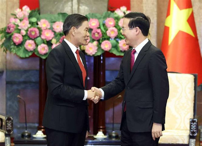Presidente de Vietnam recibe al titular del Frente de Construcción Nacional de Laos ảnh 1 Presidente de Vietnam recibe al titular del Frente de Construcción Nacional de Laos ảnh 1