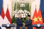 El secretario general del Partido Comunista de Vietnam, To Lam (izquierda), y el presidente indonesio, Prabowo Subianto (Foto: VNA)