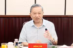 El secretario general del Partido Comunista de Vietnam, To Lam, interviene en la reunión (Foto: VNA)