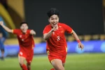 El defensa sub-22 de Vietnam, Ly Duc, celebra el segundo gol de su equipo. (Foto: VNA)