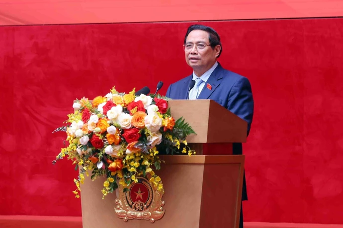 El primer ministro de Vietnam, Pham Minh Chinh, interviene en la cita (Foto: VNA)