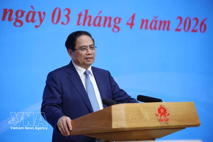 El primer ministro de Vietnam, Pham Minh Chinh, interviene en la cita (Foto: VNA)