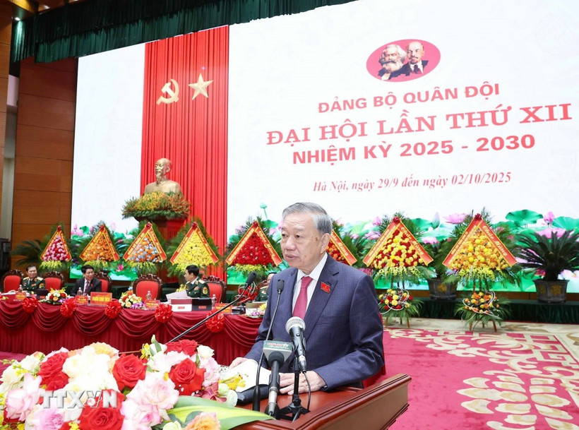 El secretario general del Partido Comunista de Vietnam, To Lam, habla en el evento. (Fuente: VNA)