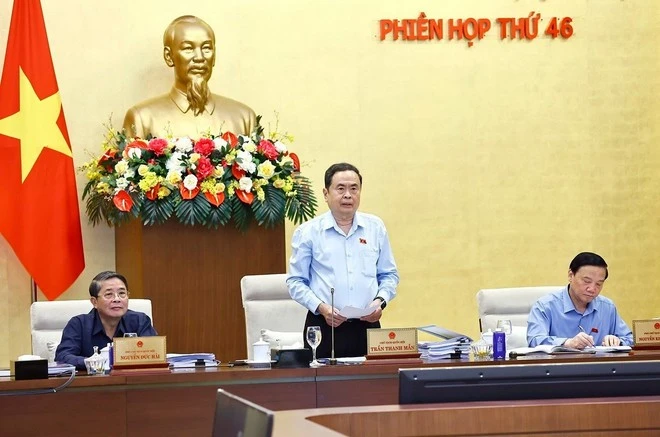 El presidente de la Asamblea Nacional de Vietnam, Tran Thanh Man, habla en el evento. (Fuente: VNA)