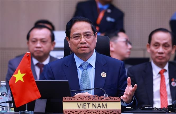 El primer ministro de Vietnam, Pham Minh Chinh, en el evento. (Fuente: VNA)
