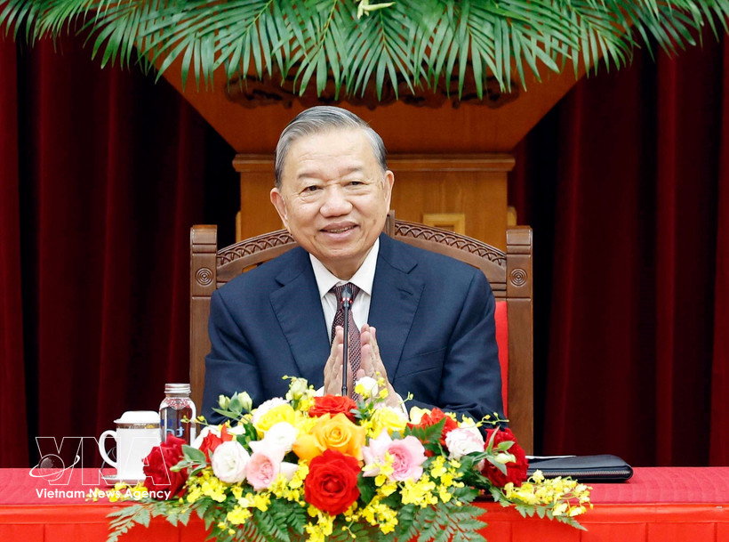 El secretario general del Partido Comunista de Vietnam, To Lam, en el evento. (Fuente: VNA)