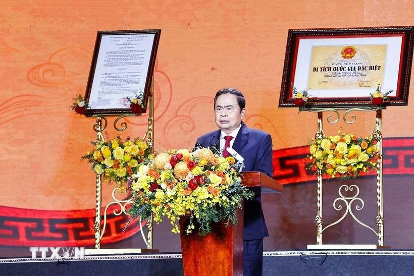 El presidente de la Asamblea Nacional de Vietnam, Tran Thanh Man, habla en el evento. (Fuente: VNA)