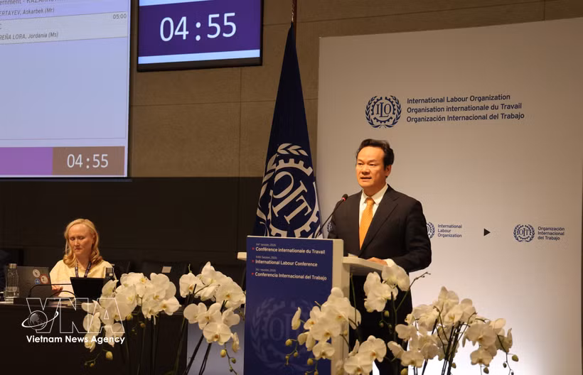 El embajador Mai Phan Dung, jefe de la Misión Permanente de Vietnam en Ginebra, habla en el evento. (Fuente: VNA)