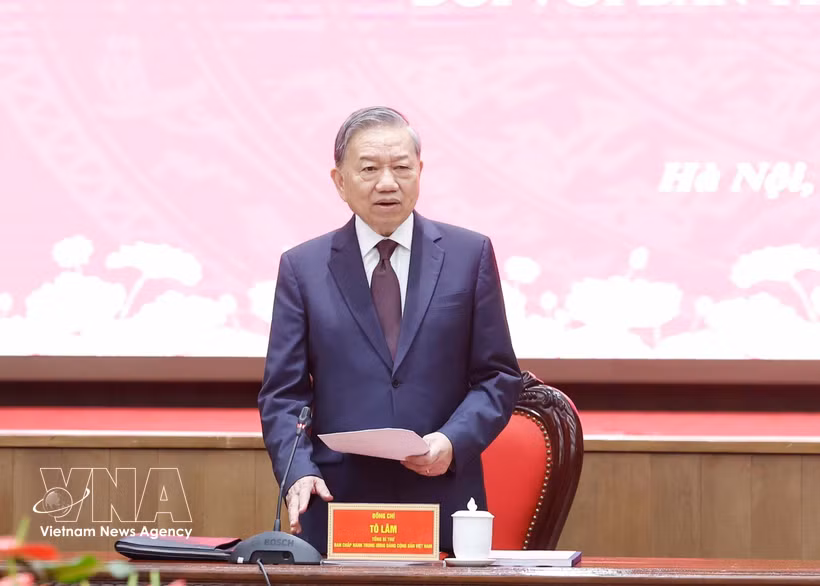 El secretario general del Partido Comunista de Vietnam (PCV), To Lam, en el evento. (Fuente: VNA)