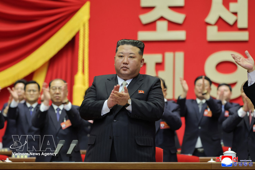 El líder norcoreano Kim Jong Un en el cuarto día del IX Congreso del Partido de los Trabajadores de Corea en Pyongyang el 22 de febrero de 2026. (Foto: Yonhap/VNA)