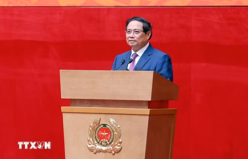 El primer ministro Pham Minh Chinh habla en el evento. (Fuente: VNA)