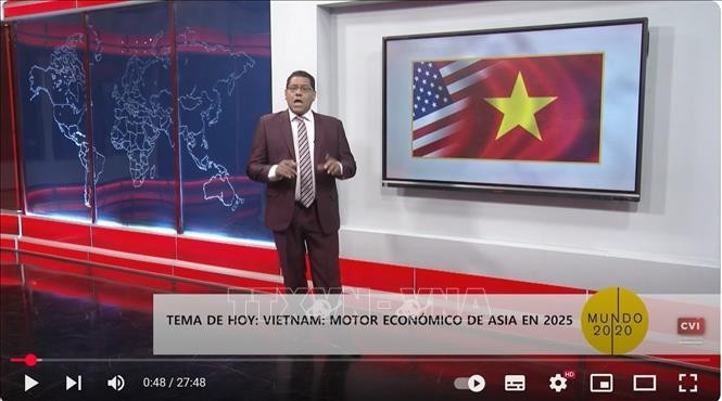 El canal de televisión cubano Cubavisión Internacional analiza los impresionantes logros del desarrollo económico de Vietnam (captura de pantalla). (Fuente: VNA)