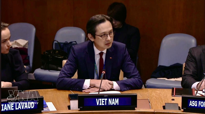 El embajador Do Hung Viet, jefe de la Misión Permanente de Vietnam ante la ONU, en el evento. (Fuente: VNA)