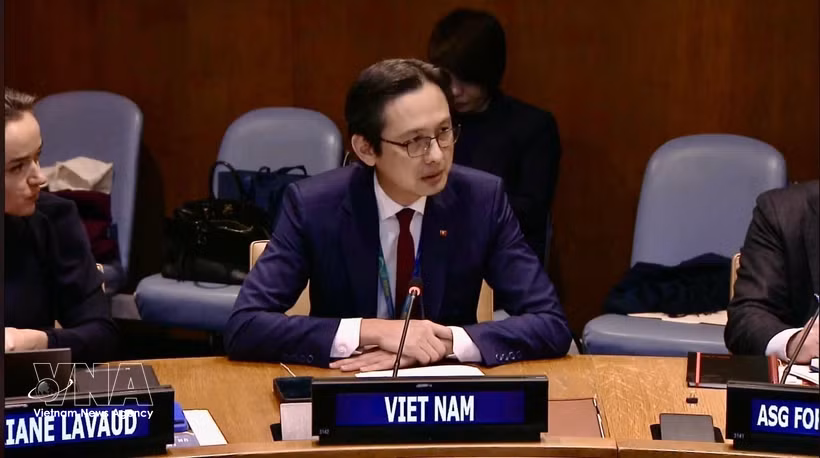 El embajador Do Hung Viet, jefe de la Misión Permanente de Vietnam ante la ONU, en el evento. (Fuente: VNA)