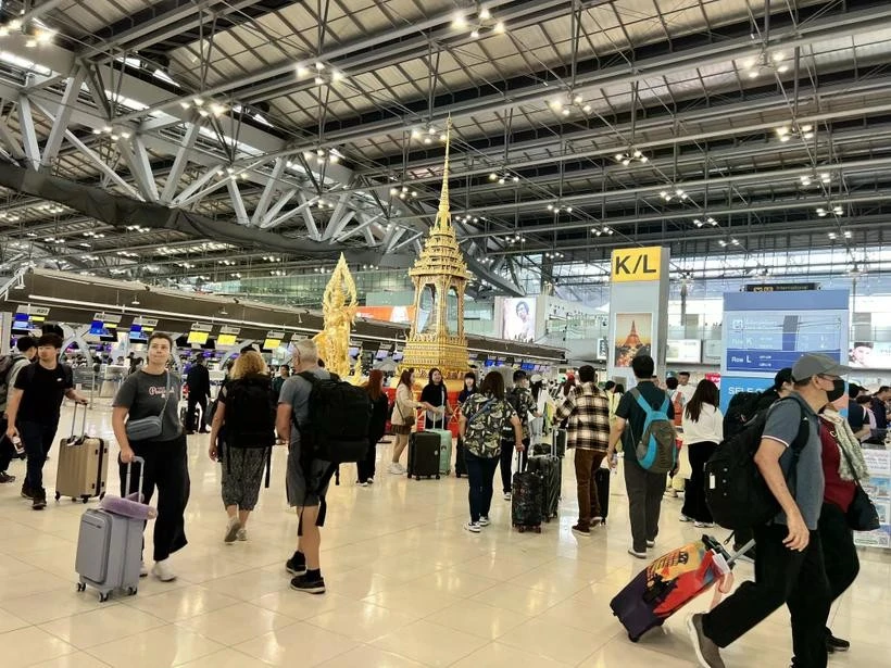 Pasajeros en el Aeropuerto Suvarnabhumi. 