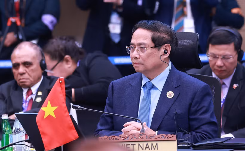 El primer ministro vietnamita, Pham Minh Chinh, en el evento. (Fuente: VNA)