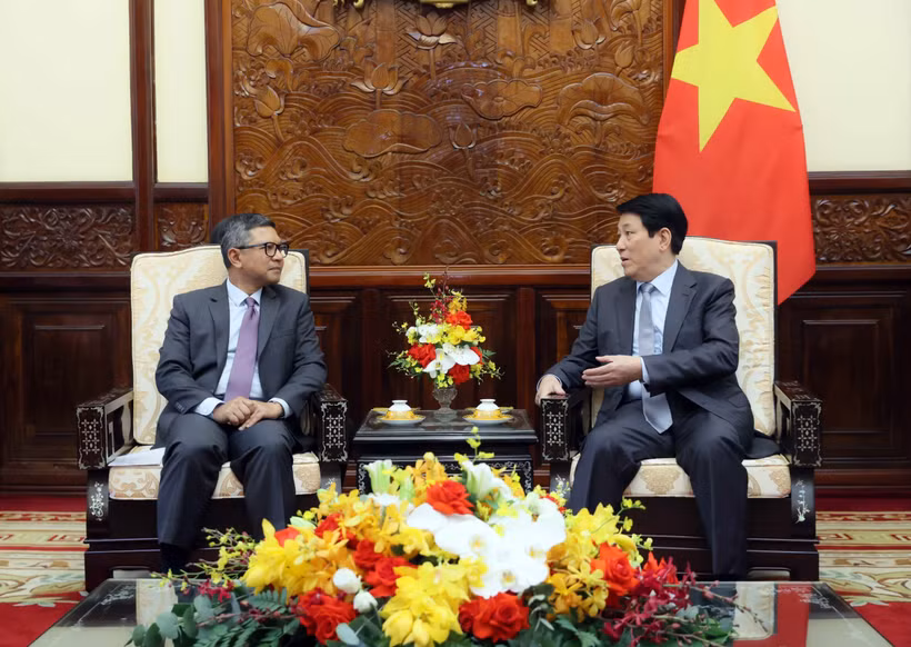 El presidente Luong Cuong recibe al embajador de Indonesia en Vietnam, Denny Abdi (Fuente: VNA)