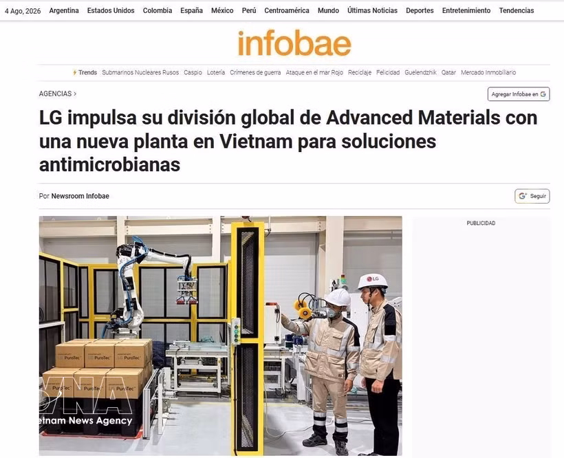 El artículo publica por el medio argentino Infobae sobre Vietnam. (Fuente: VNA)