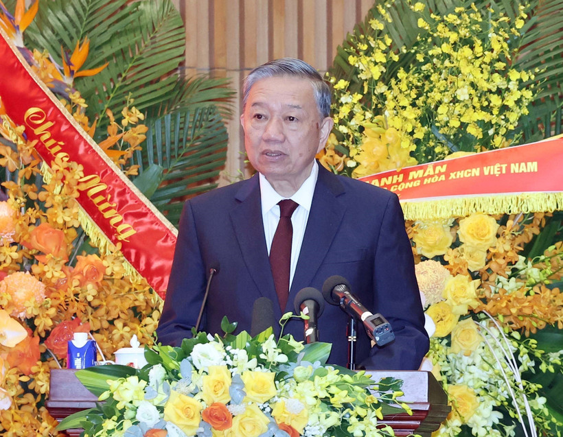 El secretario general del Partido Comunista de Vietnam, To Lam, habla en el evento. (Fuente: VNA)