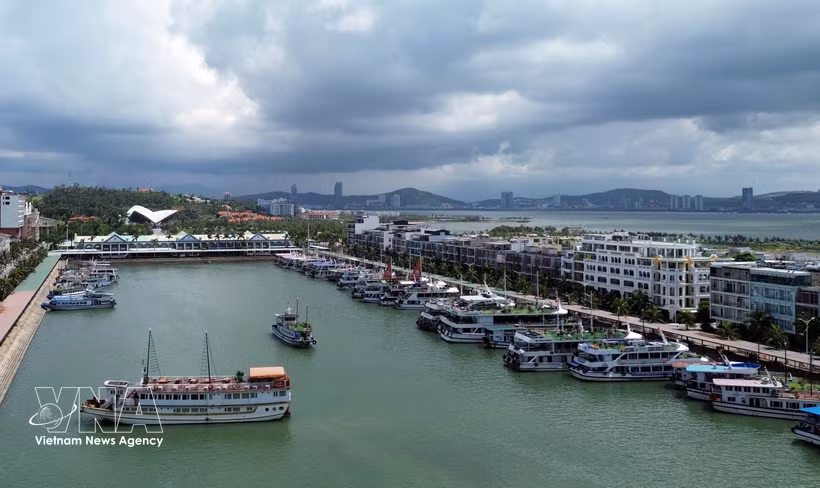 Barcos por la bahía de Halong en el puerto internacional de cruceros de Tuan Chau. (Fuente: VNA)